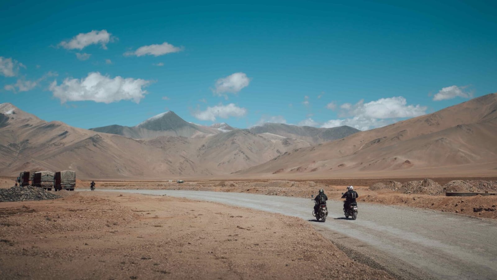 The Manali to Leh road winding through the Ladakh mountains